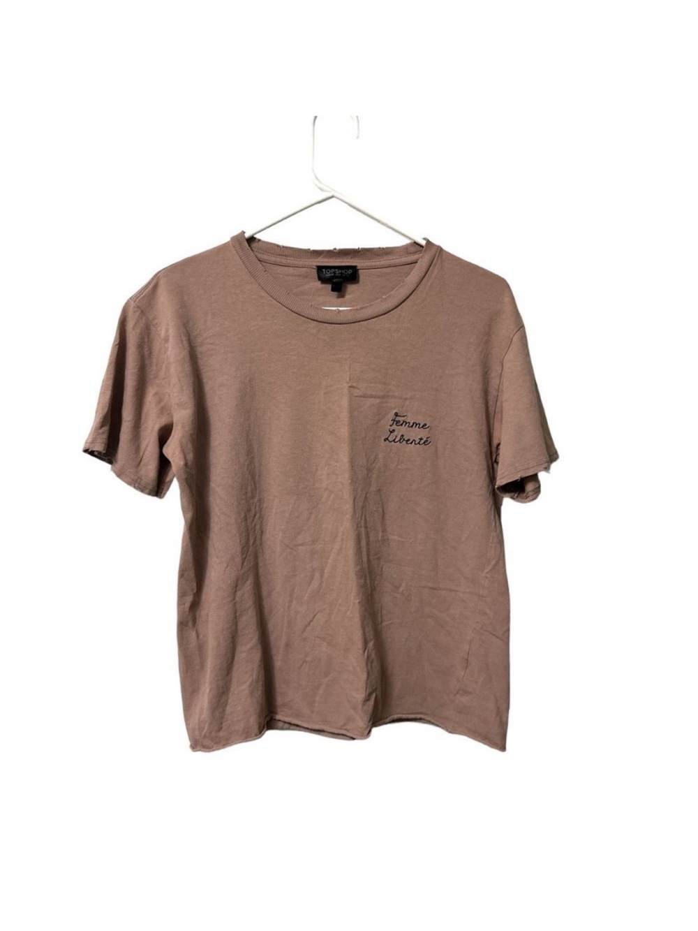 Topshop Crewneck Tee with Femme Liberte Script Embroidery